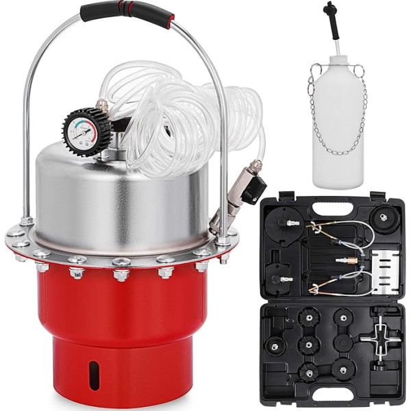 VEVOR Brake Bleeding Device 5 L, Pneumatic Compressed Air Brake Bleeder 0-10 Bar, Brake Bleeding Device Brake Bleeder (Red)