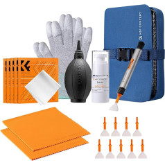 K&F CONCEPT Cleaning Set for Lens and Lens Cleaning (Includes Lens Pen, Bellows, Microfibre Cloth, Glove, Microfibre Swab, Carry Bag)