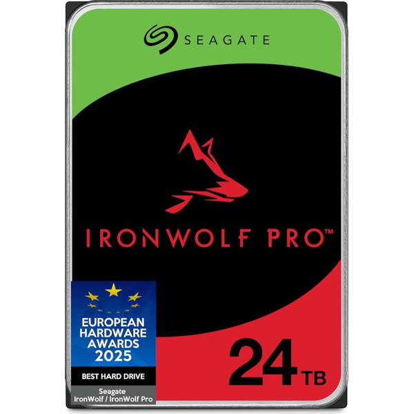 Seagate IronWolf Pro 24 TB, NAS Internal Hard Drive HDD, 9 cm, 7200 rpm, CMR, 256 MB Cache, SATA 6 GB/s, Includes Data Rescue Service (ST24000NTZ02)