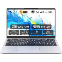 Laptop 15.6 inch, 32GB DDR4 1TB NVMe SSD, Dual-Core 3050E (up to 2.80 GHz), with Fingerprint Unlock Notebook, Cooling Fan, Webcam, Dual Speakers, HDMI, Student/Business Laptop