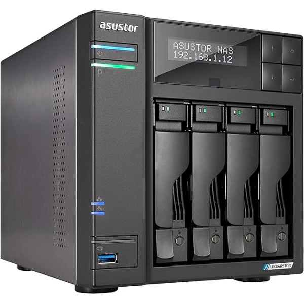 Asustor Lockerstor 4 Gen 2 AS6704T | 4 Bay NAS - Network Storage Enclosure, Quad Core 2.0GHz CPU, 4 M.2 PCIe 3.0 SSD Slot, 2 2.5GbE Port, 4GB RAM DDR4