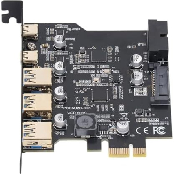 PCIe to USB 3.2 Gen 2 Adapter Card, 20Gbps 3xUSB A 2xUSB C 5 Port PCI Express Expansion Card for Linux for OS X PC