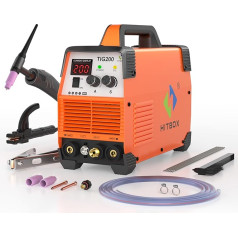 HITBOX 200A TIG Welding Machine, 2-in-1 HF TIG/Electrode Welder, 230V Dual Voltage TIG Welding Machine, IGBT Digital Inverter Welder with Aftergas Function (TIG200)