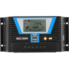 Walfront 30A 12V/24V/36V/48V Solar Charge Controller for Various Batteries BSC3048 Charge Control Intelligent Controller