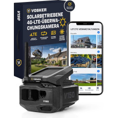 Vosker V150 3G/4G LTE Surveillance Camera, No WiFi, Solar Panel, Motion Activated Photos Surveillance on Mobile App (No Video), IP65, Includes SIM Card, Data Plan Required
