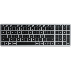 SATECHI Slim X2 Bluetooth Keyboard, US QWERTY Layout, Illuminated Numeric Keypad, Compatible with Multiple Devices - for MacBook Air & Pro M5 M4, Mac Mini, iPad Air & Pro, iMac and More - Space Grey