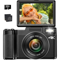 4K Digital Camera for Photography, Auto Focus, 48MP Vlogging Camera for YouTube with 16X Digital Zoom Macro Camera, 3
