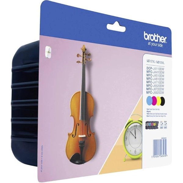 Brother LC125XLC/LC125XLM/LC125XLY/LC127XLBK Inkjet Cartridges | Multi Pack | High Yield | Cyan, Magenta, Yellow & Black | Brother Genuine Supplies