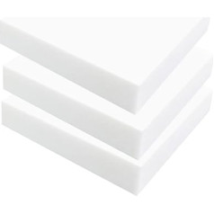 High Density Polystyrene Craft Foam Blocks for Sculpting/Modeling, 20 x 20 cm - for Art Projects, School, Home Use (White, T 5 mm, 3pcs)