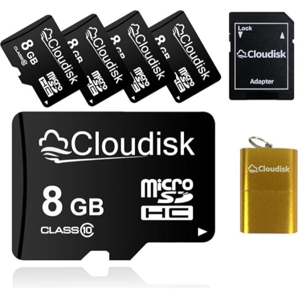 5 Pack 8GB Micro SD Card 8GB MicroSD Memory Card Class10 with SD Adapter Card Reader, Bulk Sale 5pcs