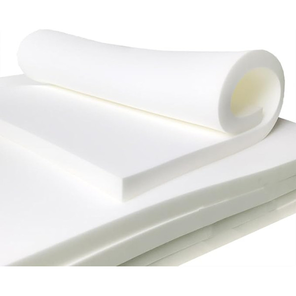 Schaumstoffpolsterung mit hoher Dichte, für Esszimmer, Stuhl, Fenster, Sitz, zuschneidbar, feste Schaumstoffkissen, Ersatz (8 cm dick, 150 x 40 cm), Weiß