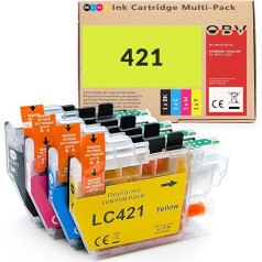 OBV 4x Compatible Ink Cartridges to Replace Brother LC-421 LC-421VAL for Brother DCP-J1050DW DCP-J1140DW DCP-J1800DW MFC-J1010DW