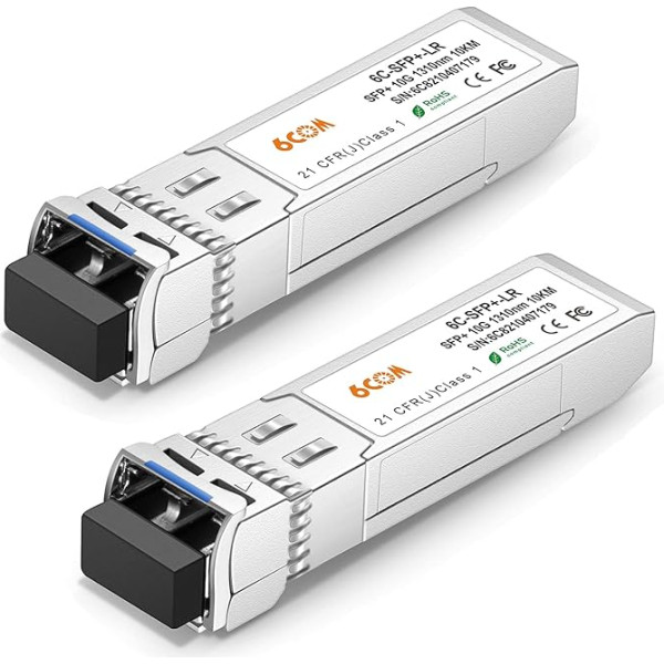 2 Pack 10G SFP+ Transceiver 10GBase-LR LC Single Mode Module for Cisco SFP-10G-LR, Meraki MA-SFP-10GB-LR, Ubiquiti UF-SM-10G, Mikrotik, D-Link, Supermicro, Netgear (DDM, 1310nm , 10km)