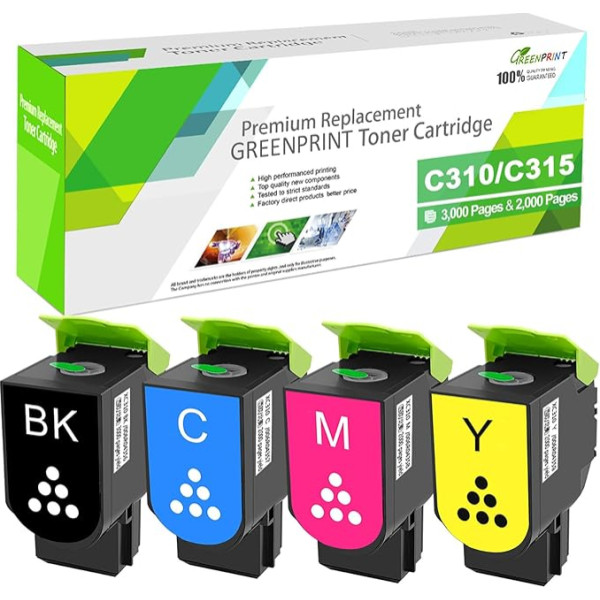 GREENPRINT Compatible Toner Cartridges C310 C315 [Black 3000 Pages, CMY 2000 Pages] 4 Colours for Xerox C315 C315dni C315dnim C310 C310dni C310dnim Printer 006R04356 006R0433 57 00 6R04358 006R04359