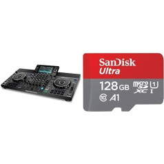 Denon DJ SC LIVE 4 Standalone DJ Controller & SanDisk Ultra Android microSDXC UHS-I Memory Card 128 GB + Adapter (for Smartphones and Tablets