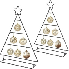 Metal Christmas Tree for Decorative Decoration, Pack of 2 Christmas Tree Decorations Ball Stand, 42 x 30 cm Metal Christmas Tree for Christmas Tree Baubles, Self-Decorative, Hanging, Table Decoration
