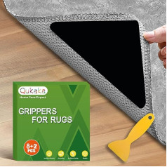 8+2 Pieces Grippers for Carpets, Double Sided Carpet Pads for Hardwood Floors, Carpet Tape for Carpets, Non-Slip Grips, Keep Your Carpet Corner in Place and Flat