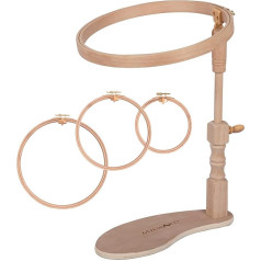 MILWARD S Hands Free Adjustable Seat Frame, Lap Stand, Rotating Cross Stitch Holder, Beech Wood, with 3 Frames 6