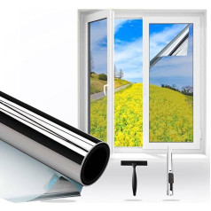 Mirror Film Window Privacy Screen 60 x 200 cm Sun Protection Window Indoor and Outdoor Window Film Sun Protection One-sided UV Film Window Heat Protection Ideal for Living Room and Office