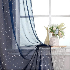WUBODTI Kids Room Curtains Living Room Nursery 1 Panel Beautiful Stars Voile Curtains for Boys Room 39