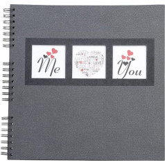 Exacompta ME & YOU 16215E Spiral Photo Album 360 Photos 60 Black Pages Format 32 x 32 cm Black Paper Cover with Bi-Material Effect Window for Customisation FSC® Certified