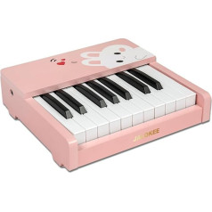 Children's Piano Keyboard, 18 Keys Digital Piano for Children, Mini Music Educational Instrument Toy, Wooden Toy for Toddlers, Girls, Boys (Pink)