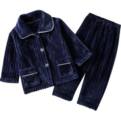 Sleepwear Warm Fleece Children's Flannel Pyjama Set Unisex Solid Colour Home Clothes Medium and Small Children Pyjamas Sleepwear Set Thick and Warm Sleepwear for Boys Girls