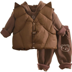 Jungen und Mädchen Herbst und Winter Anzüge Baby Baby Mädchen Weste Hoodie Hose Winter Plus Fleece verdickt dreiteiliges Set erster Geburtstag Shirt Junge Langarm