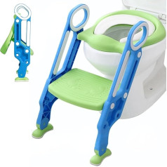 Children's Toilet Seat with Stairs, Toilet Attachment for Children with Stairs Toilet Trainer Attachment Toilet Children with Ladder Potty Height Adjustable Toilet Attachment with PU Cushion and