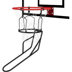 Thmins Basketball Rebounder with Rotatable Return Chute and Stabilising Hooks for Basketball Hoop，Metal Pole Mount Return Attachment