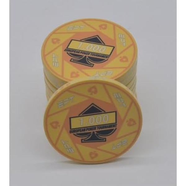 25 x EPT European Poker Tour 1000 Ceramic Poker Chips 10g