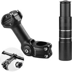 Bicycle Stem Riser, Adjustable MTB Stem, 28.6 mm Bicycle Fork, Aluminium Adjustable 150 mm, Bicycle Stem 31.8 mm, Adjustable 120 Degrees 110 mm, Suitable for Mountain Bike, Road Bike, MTB