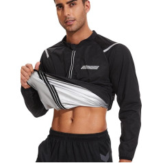 Sauna Suit Men Long Sleeve Sweat Sauna Jacket Zipper Gym Workout Sauna Shirt Fitness Sweat Top