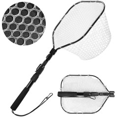 Telescopic Landing Net Fishing, Fishing, Rubberised Landing Net for Fishing, Foldable Landing Net, Pond Landing Net, Carp Landing Net, Fishing Net, Rubberised for Freshwater / Saltwater