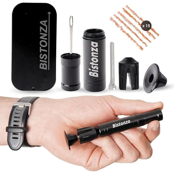 Bike Repair Kit - Includes Repair Kit - 15 Wicks and Plugs to Attach to Your Handlebar - Compact, Very Light and Durable - Suitable for All Types of Tubeless Tyres