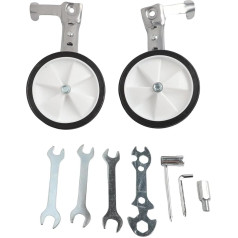 Multi Speed Bike Training Bikes, Adjustable Stabilisers for 16-24 Inch Bikes, Stainless Steel and Plastic, Pair with Tools (Silver)