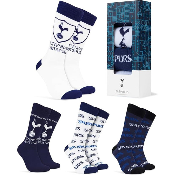 Tottenham Hotspur FC Socks for Men, 5 Pack, Breathable Socks - Spores Gifts for Men, Multicolour/Ocean Tides 8-12