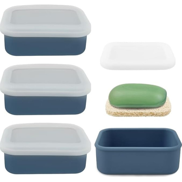 4 StüCk Soap Travel Case Container Reiseseife Container Mit Deckel Silikon Kompaktes Reisungsseife Leckschutz Mit EntwäSserungskissen Tragbare Reise Seifenkiste FüR Reisen Camping
