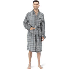 NORTHWEST Official NFL Las Vegas Raiders Men's Robe, Lightweight Flannel Robe, Grey Tartan, 26