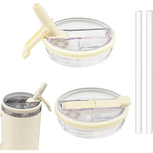 2 Pack 1.2L Removable Flip Straw Pro Lids Replacement for Stanley Quencher and ProTour Leakproof Lids No Spill Dustproof Reusable for 1.2L Stanley Accessories