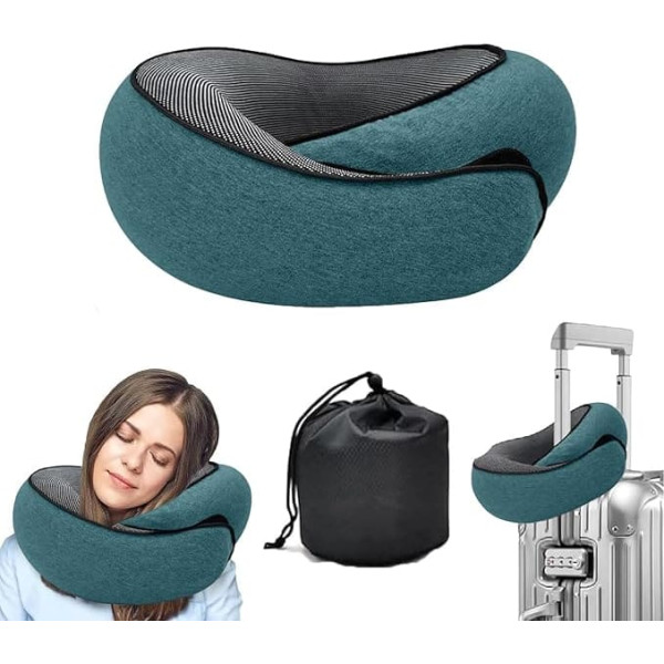 Travel Pillow for Airplanes, Travel Neck Pillow, Airplane, Memory Foam, Travel Pillow, Neck Pillow for Travel, Suitable for Airplanes, Offices and Cars (Peacock Blue)