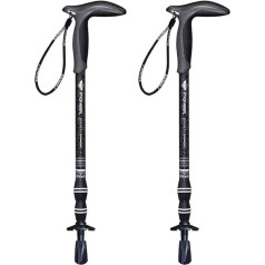 Pack of 2 Hiking Sticks, Ultra-Light Carbon Fibre Trekking Poles, T-Handle Hiking Trekking Poles, Telescopic Skid Climbing Sticks, Camping, Hiking, Travelling on Foot