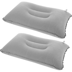 Pack of 2 Inflatable Camping Pillows with Soft Fluffy Cover, Large Thick Travel Pillow for Neck, Lumbar Support, Foldable and Portable for Outdoor Backpacking and Lunch Break