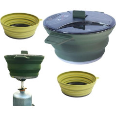 Camping-Töpfe und -pfannen | Faltbares Camping-Kochtöpfe und -pfannen-Set – Silikon-Utensilien-Set, hitzebeständiges Edelstahlgeschirr für Reisen, Outdoor, Rucksackreisen, Küche, Ausflüge,
