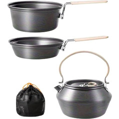 Camping-Kochset, Campingpfannen, Kochset, Outdoor-Ausrüstung, Brattöpfe für Küche, Schmoren, Jagd, Wandern, Rucksackreisen, Picknick, Grillparty, Familie, Angeln,