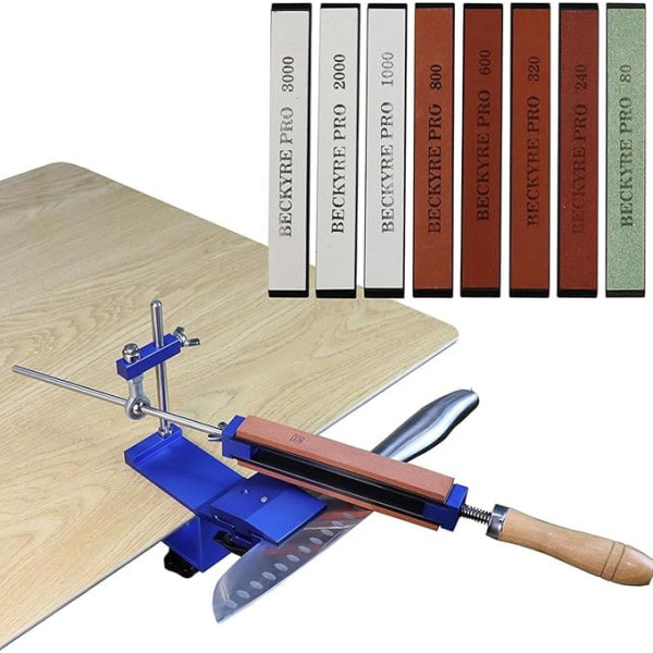 Hyuduo Fixangle Whetstone Grind Machine Tool, Sharpener Cutter with Two Wide Stones, Easy to Use Sharpening System for Kitchen Cutter Sharpener, 6061 Aluminium Alloy and 304 Stainless Steel