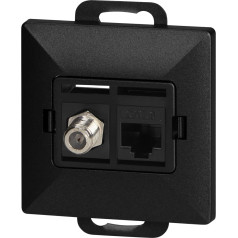 Viena F-ligzda + 1xRJ45 Cat6 Pearl ligzda, TV/F+RJ45/P, melna