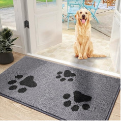Mibao Door Mat Inenn 50 x 80 cm, Dirt Trapper Mat for Entrance and Back Door, Non-Slip Doormats, Machine Washable, Soft Pet Carpet for Muddy Shoes and Paws, Grey