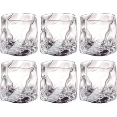 Glasses Set of 6, 200 ml, Irregular Crystal Whiskey Glasses, Drinking Glasses, Iced Coffee Glasses, Cocktail Glasses, Long Drink Glasses, Water, Tea, Coffee, Juice, Dishwasher Safe