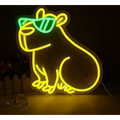 Capybara Neon Sign, Capybara Neon Sign, Cool Capybara Neon Sign, Neon Lights LED with USB Powered Dimmer, Capybara LED Sign, Neon Light 3D Wall Decoration for Wall Party Decor Room Wedding